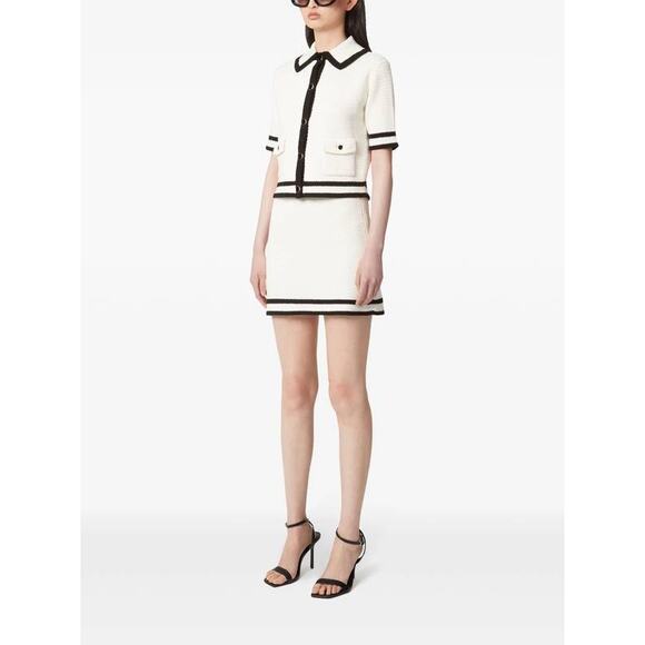 Nina Ricci Knitted Cotton Tweed Mini Skirt in Ecru Noir S - Picture 2 of 5